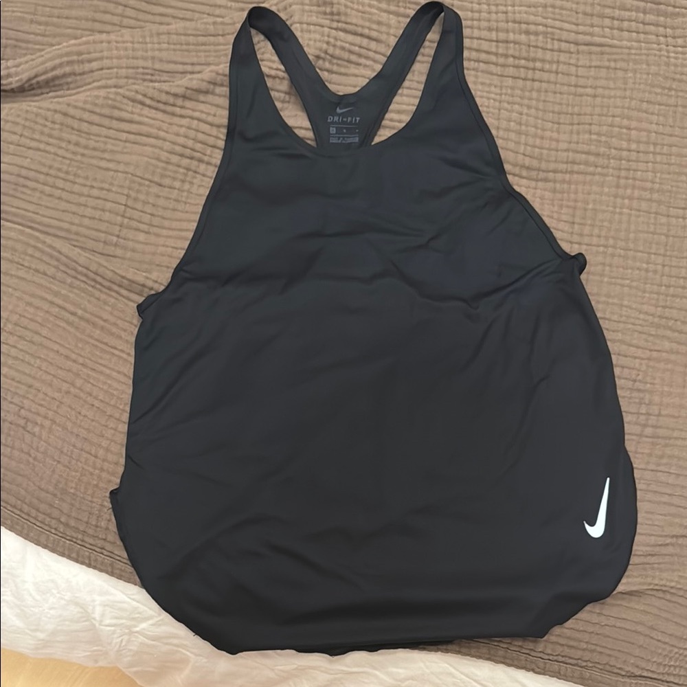 Nike Black Athletic Tank with White Logo